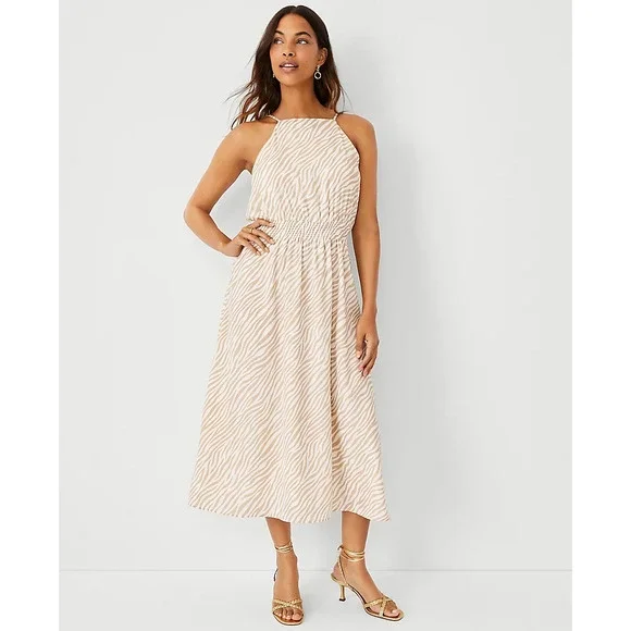 ann taylor striped flare dress Fit And Flare Wedding Dress With Long Sleeve,Chapel-length Petal Train  Wedding Dress,WD00871 main image 1